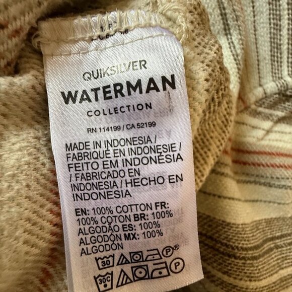 Quicksilver Brown Striped Flannel Cotton Long Sleeve Button Down, Size LG - Picture 4 of 4